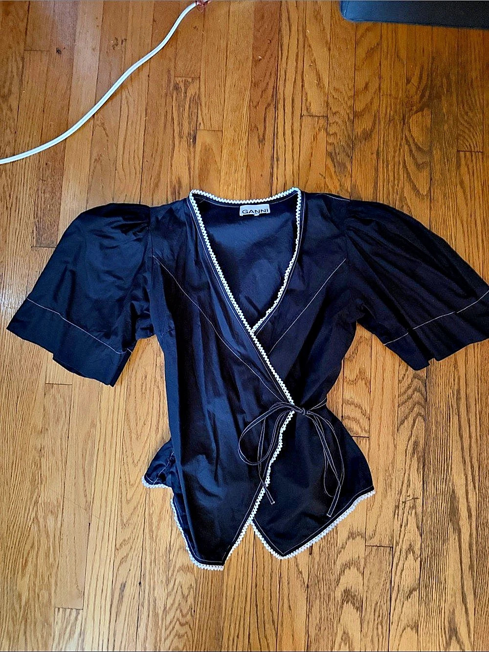 GANNI Black Wrap Blouse Like New